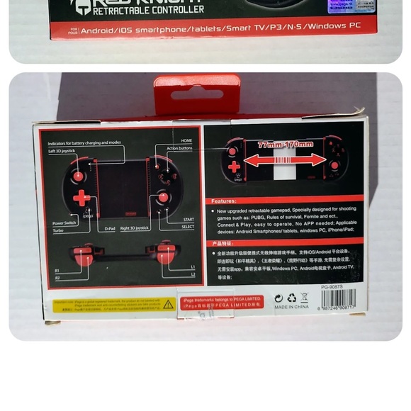 Red knight retractable controller by ipega. New in factory sealed box. - Picture 2 of 2